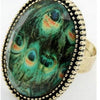 Peacock Feather Crystal Imitation Gem Ring