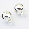 Crystal Two Ball Pearls Stud Earrings