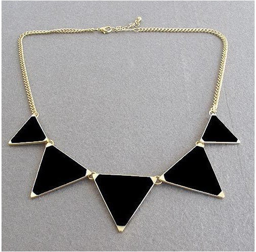 Triangle Gems Bib Necklace & Pendants Chain