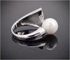 Adjustable Simulated Diamond Pearl Ring