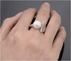 Adjustable Simulated Diamond Pearl Ring